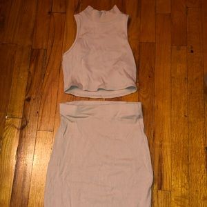 2 piece halter crop top and skirt set